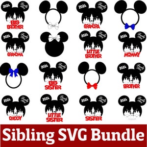 Paquete de ratón familiar, camiseta de ratón familiar, viaje familiar a Disneyworld, cabeza con orejas de ratón Svg, vacaciones familiares Svg, archivos Svg de viaje a Disneyland