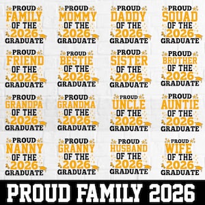 Stolzer graduierter 2026-Svg-Bundle, Abschlussfeier 2026-Svg, Klasse von 2026-Svg, Abschluss-Hemd-Svg, stolze Familie Svg, Seniorenfamilie Svg PNG