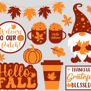 Fall Tiered Tray Svg Bundle, Fall Gnome Svg, Fall Tiered Tray Digital Download File, Autumn Mood Svg, Welcome Sign SVG