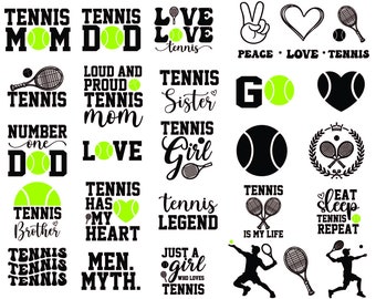 Lot Tennis SVG : femme joueuse, maman et fille (téléchargement numérique)