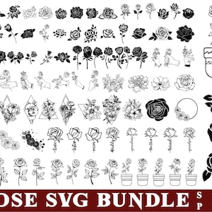 Rose SVG Bundle, Rose Clipart, Blumen Bundle svg, Blumen und Blätter, Blumen svg, Rose Bouquet svg, rose svg-Dateien für Cricut
