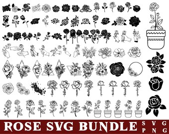 Rose SVG Bundle: Floral Clipart, Bouquet Designs (Digital Download)