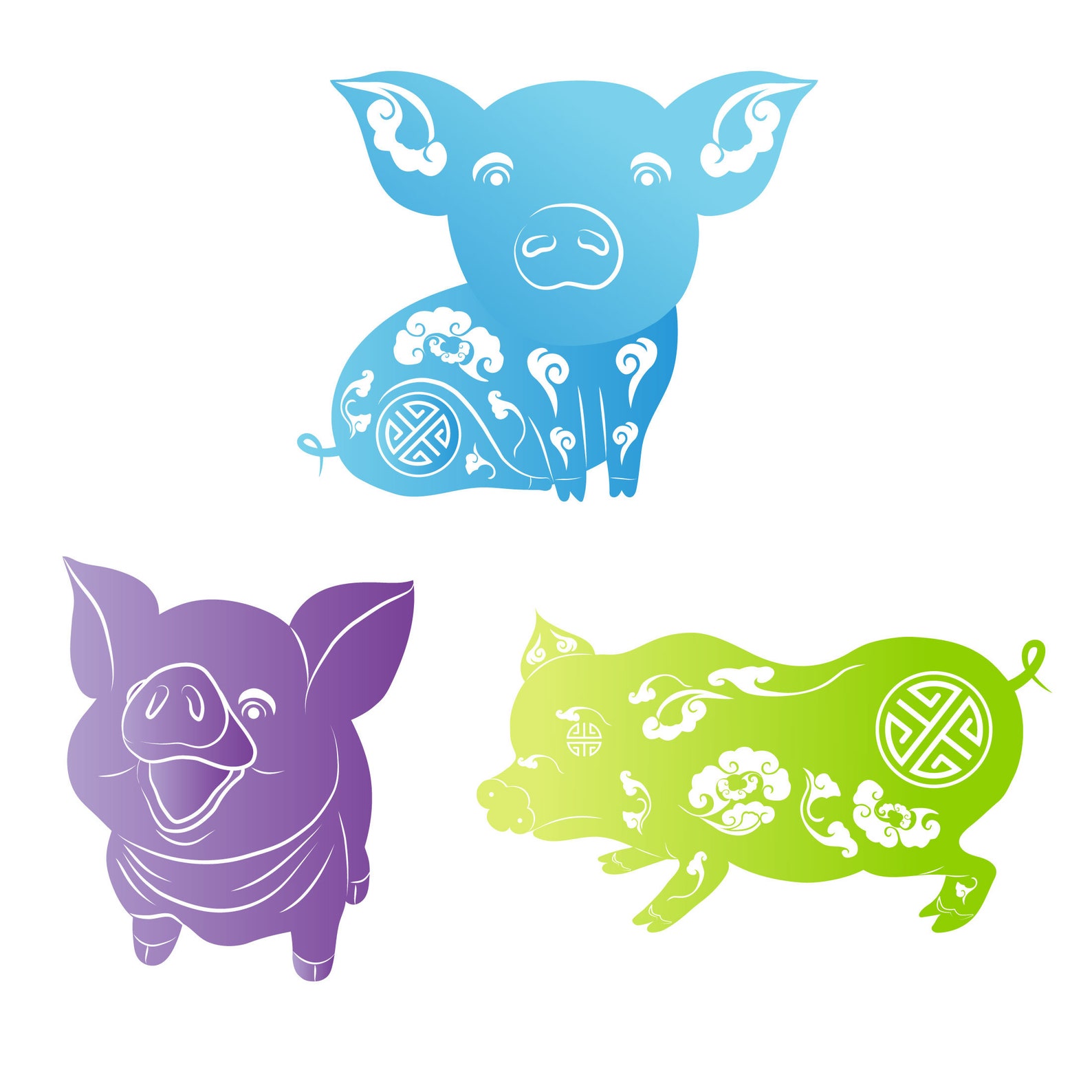 Chinese Zodiac Animals Clipart Pig Zodiac Clipart Pig Etsy Singapore
