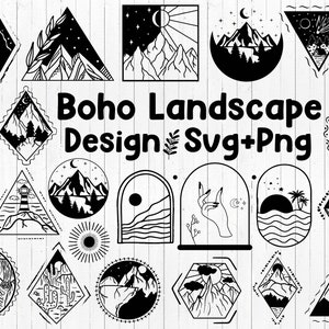 Geometrische Berg svg, Camping im Freien Abenteuer svg, Boho Landschaft svg, Bergsilhouette Instant Download PNG