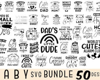 Baby SVG Bundle: Neugeborene Zitate, Mädchen & Jungen Designs (Digitalschnittdatei)