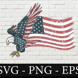 アメリカ国旗の鷲のSVG：退役軍人の軍事クリップアート（デジタルダウンロード）