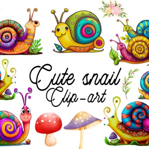 Snail SVG Bundle: Garden Bugs Clipart, Sticker Illustration (Digital File)