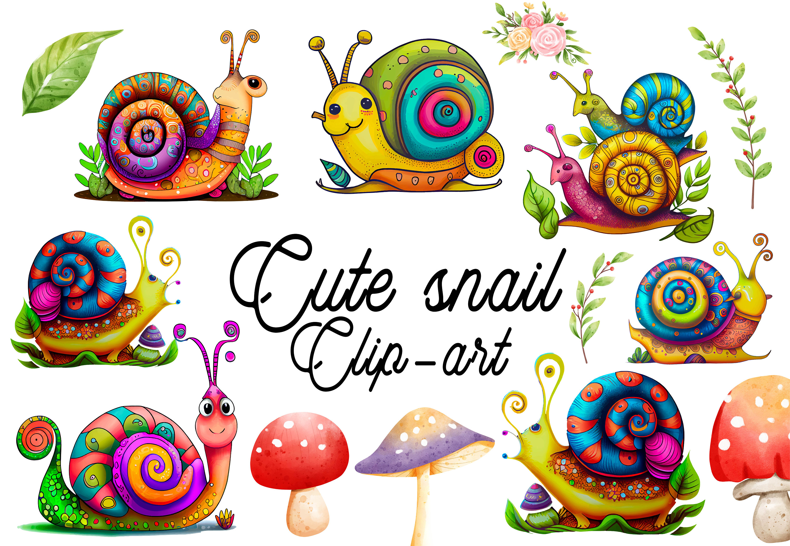 Snail SVG Bundle, Insect Clip Art, Garden Bugs Clipart, Mushroom With Snail,  Sticker Clipart Illustration Drawing Digital Vector File - Etsy