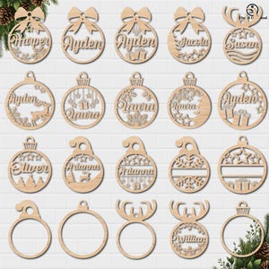 Weihnachten Name Ornament SVG, Weihnachtskugel Schmuck, Weihnachten Laser-Datei, Weihnachts-Svg-Datei, Weihnachten rundes Zeichen SVG-Bundle