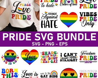 Pride Flag Rainbow Lgbt Bundle SVG Files Pride Heart Cut Files LGBTQ ...