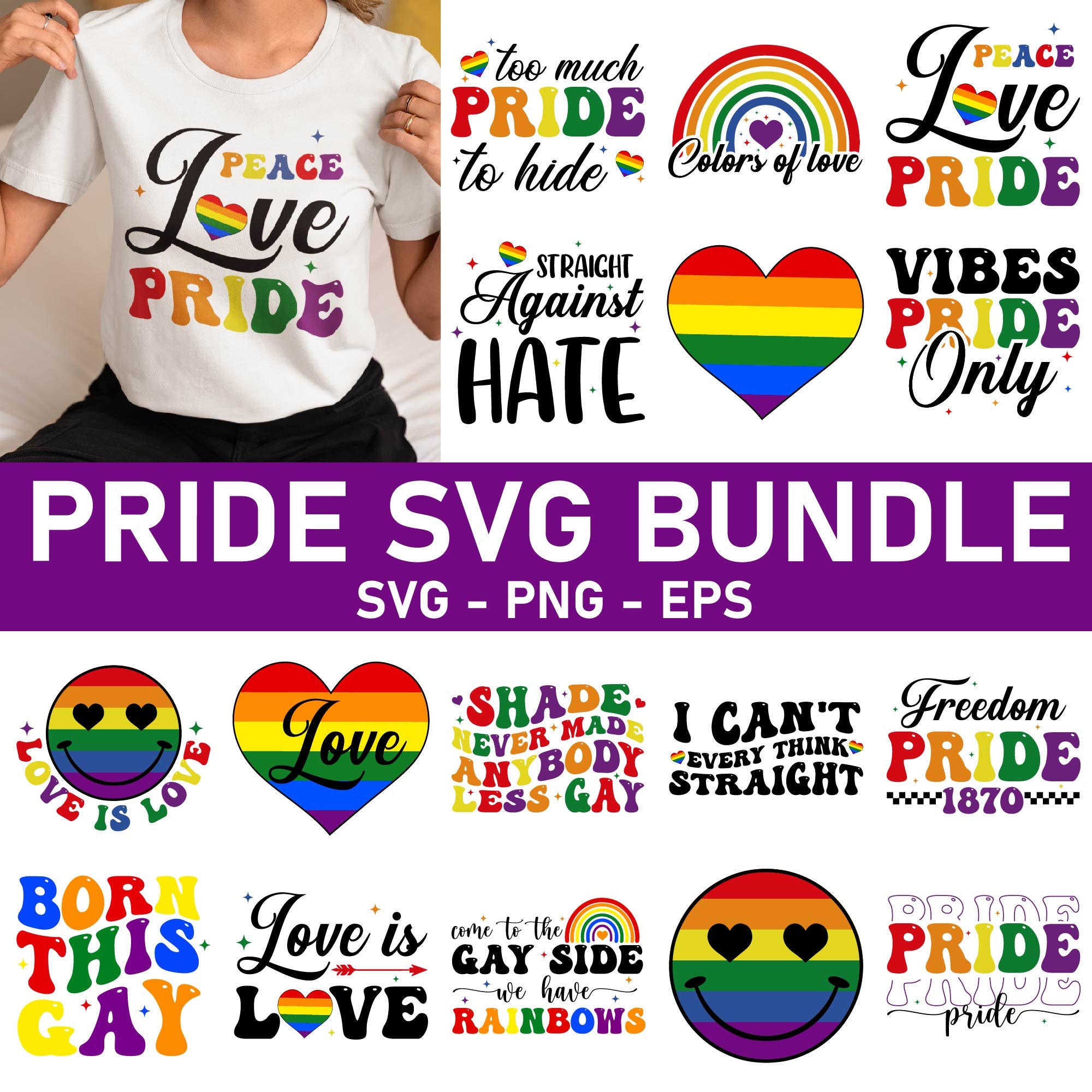 Gay Pride SVG Bundle: Rainbow Heart, LGBT Quotes (cut Files) - Etsy