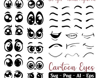 Paquete SVG de ojos de dibujos animados: Archivos de corte de Cricut (descarga instantánea)