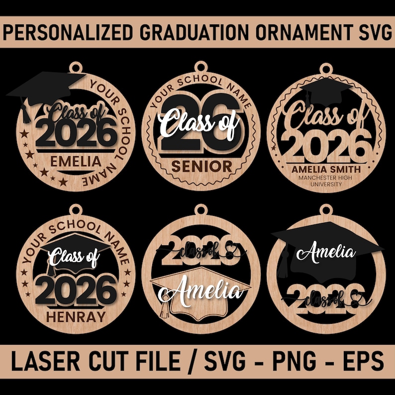 Personalized Class of 2026 Graduation Ornament SVG Bundle (laser Cut ...