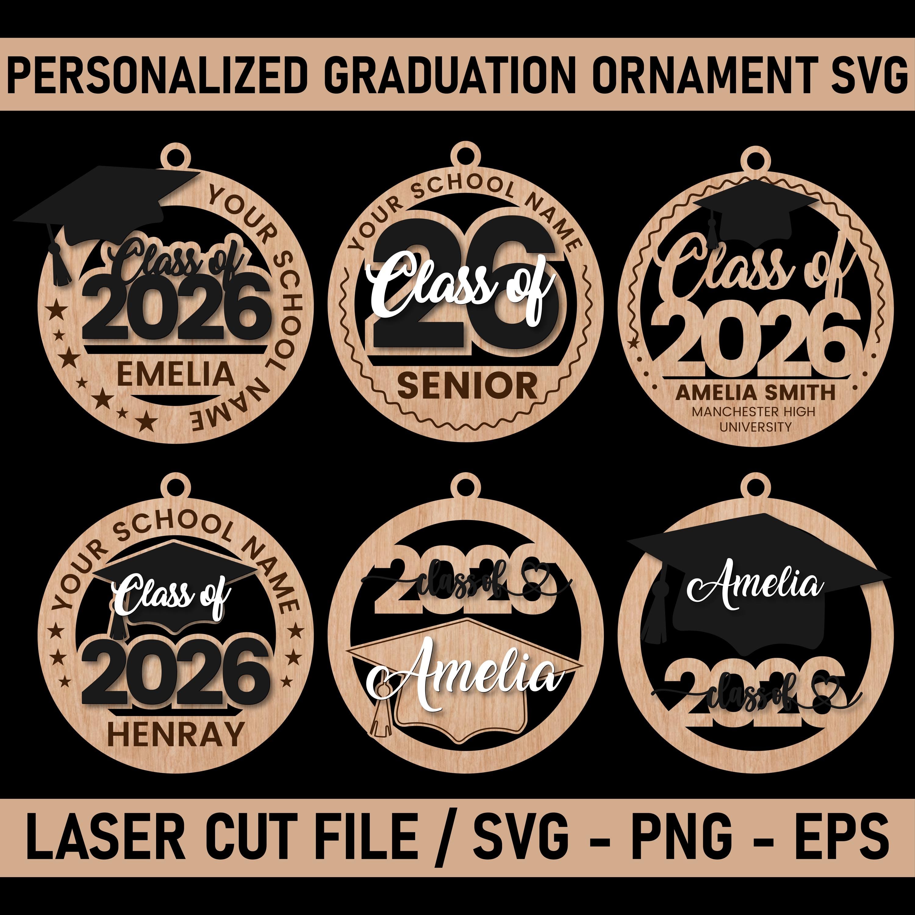Personalized Class of 2026 Graduation Ornament SVG Bundle (laser Cut ...