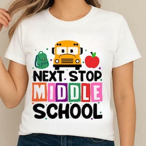 Mittelschule Png, Abschluss der 5. Klasse, Mittelschul-Svg, nächster Halt Mittelstufe, Auf Wiedersehen Grundschule, Mittelschul-Shirt, letzter Schultag Png