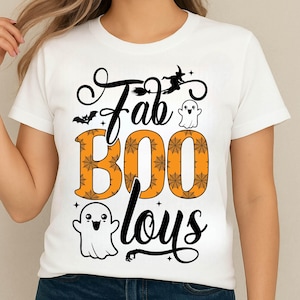 Divertente Halloween in formato SVG, Ragazza di Halloween in formato SVG, File di taglio di Halloween, Primo Halloween in formato SVG, Fab Boo Lous in formato SVG png, File di maglietta di Halloween in formato SVG per Cricut