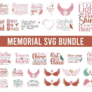 Memorial Svg-bundel, Memorial Quotes Svg, Angel Wings Svg, Memorial Svg-shirt, ter nagedachtenis aan Svg, rust in vrede Svg, liefdevolle herinnering Svg, png