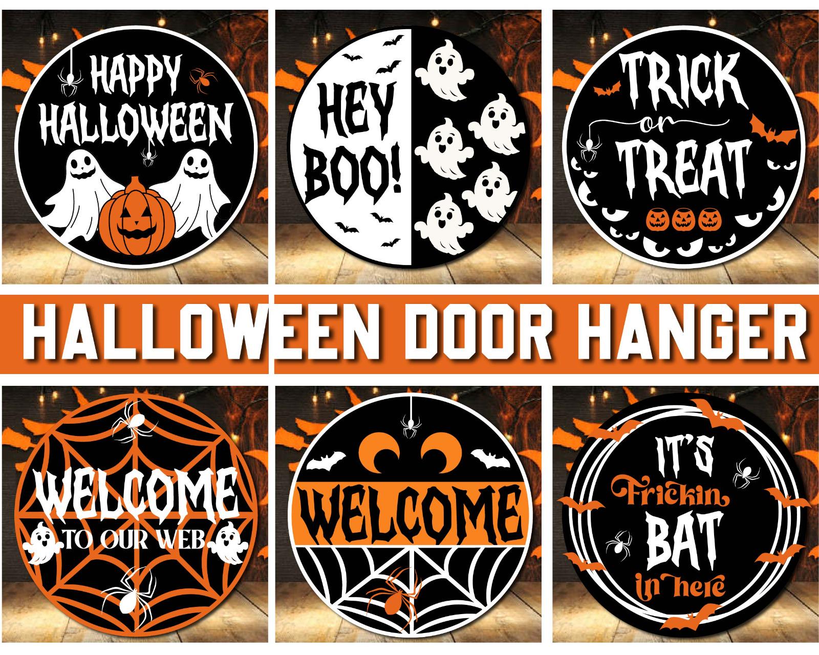 Halloween Door Sign SVG Bundle: Spooky Laser Cut Files - Etsy