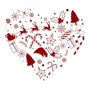 Corazón de Navidad SVG, patrón de Navidad en forma de corazón SVG, camisa de Navidad SVG, archivos de corte de decoración navideña Svg para Cricut
