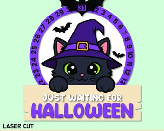 Halloween Countdown Calendar SVG, Black Cat Door Sign (Digital Download)