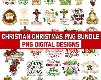 Christian Christmas PNG Bundle – Faith Jesus Quotes and Religious Clipart Sublimation Design