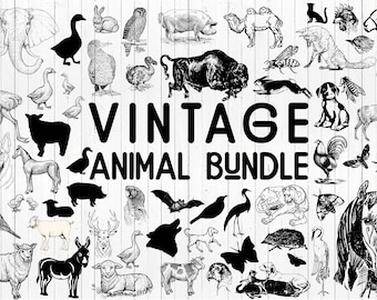 Vintage Farm Animal Clipart: Antique Farmhouse Graphics (Digital Download)