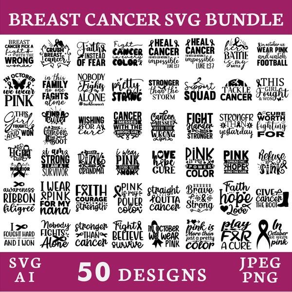 Breast Cancer Svg, Cancer Awareness Svg, Cancer Svg, Awareness Ribbon Svg,  Cancer Shirt Print Svg, Digital Silhouette Commercial use