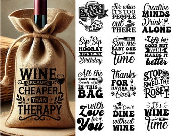 Funny Wine Quote SVG Bundle: Christmas Wine Bag Designs (Digital Files)