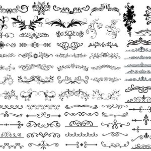Svg de séparateur de texte, lignes décoratives SVG, décoration de texte, ornements floraux Svg, s'épanouir Svg, Svg de décoration de mariage, tourbillons Svg, frontières Svg