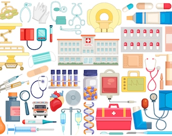 Medical Clipart Bundle: Healthcare Illustrations (SVG, PNG, Digital Download)