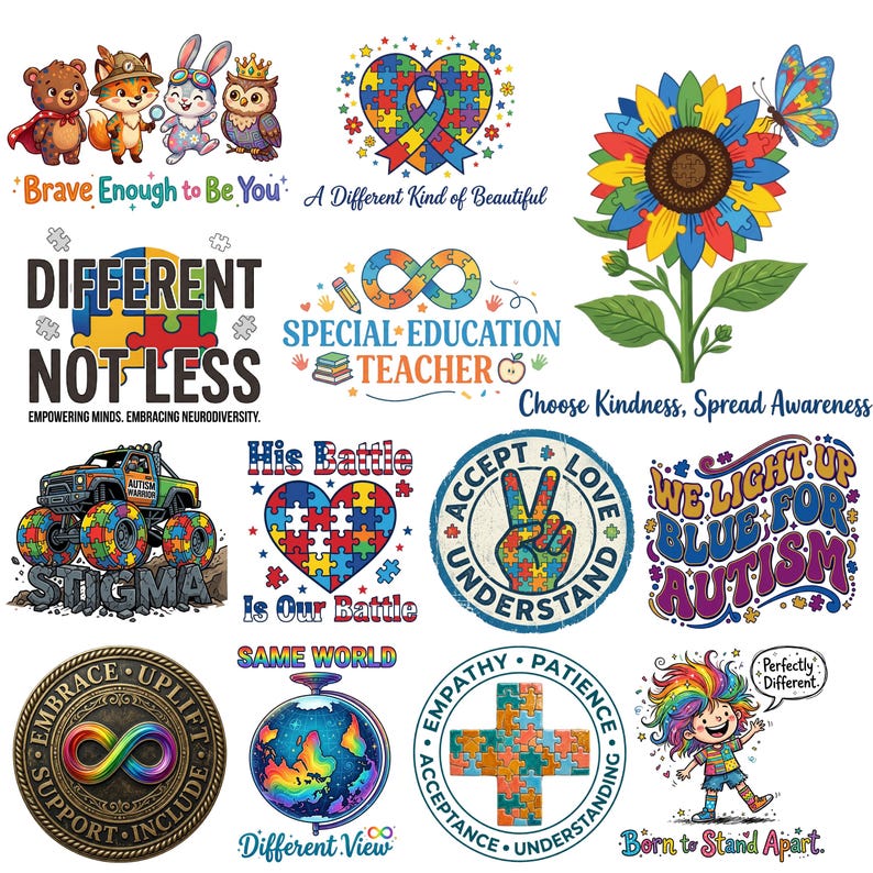 Autism Awareness PNG Bundle, Neurodiversity Sublimation Designs, Autism ...