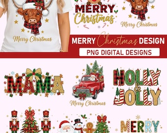 Glitter Christmas PNG Bundle: Holiday Sublimation Designs (Digital Download)