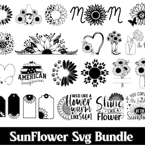 Pacote de Girassol SVG e PNG: Clipart de Sol, Arquivo Cricut Cut (Download Digital)