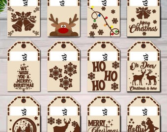 Christmas Gift Card Holder SVG Bundle, Gift Tags Laser Cut Files (Digital Download)