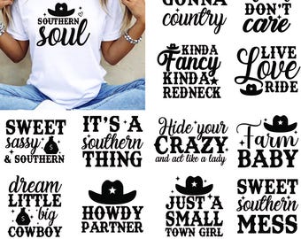 Westerse SVG-bundel, cowboycitaten, zuidelijke gezegden, cowgirl-shirtontwerpen