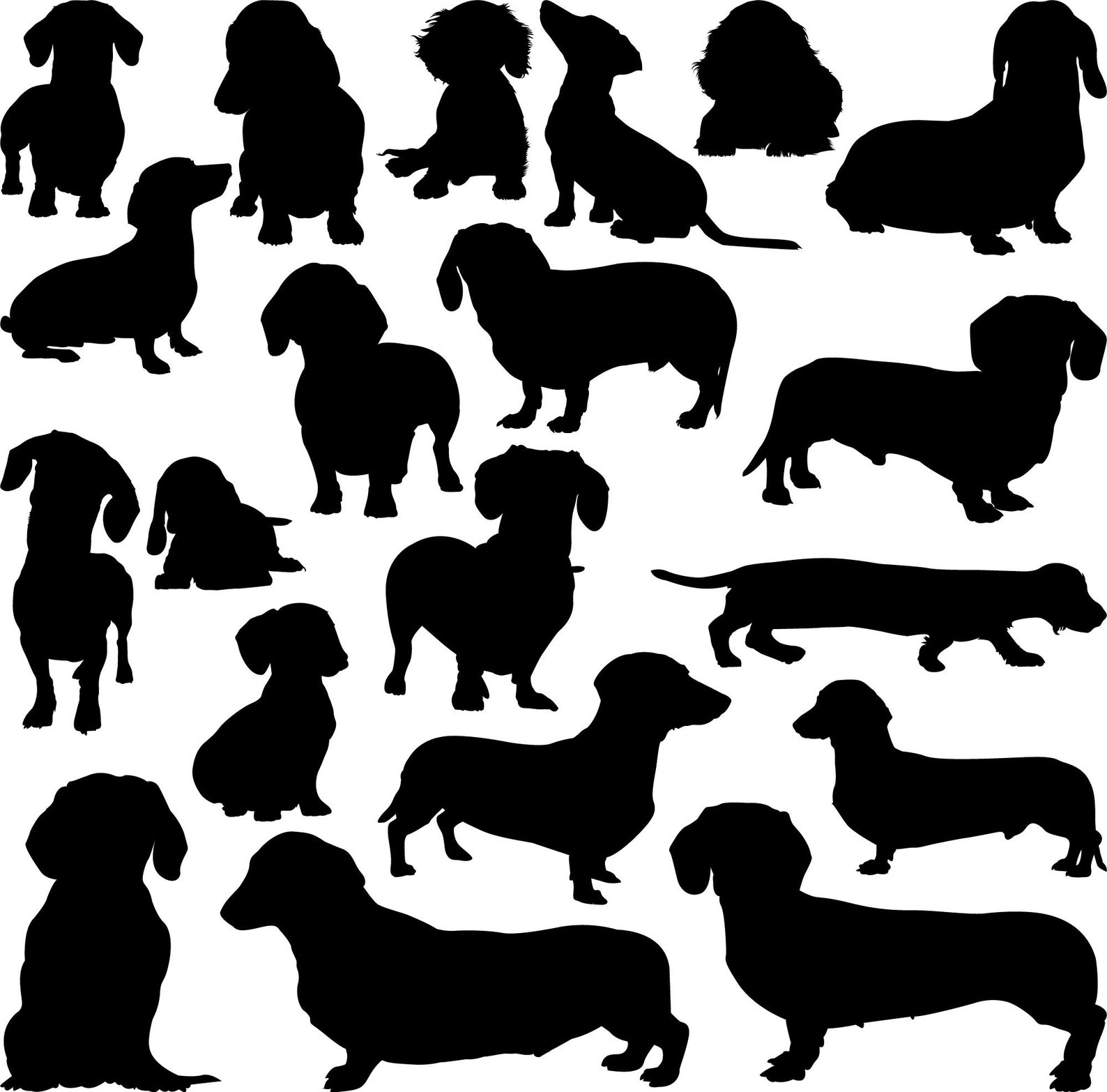 Dachshund Silhouette Clipart Dachshund Silhouette Sticker | Etsy