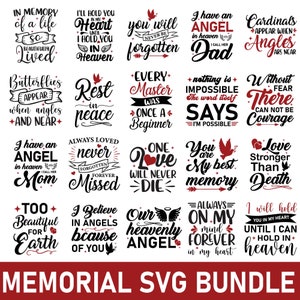 Memorial Quote Svg, Memorial Svg-bundel, hemelbundel Svg, inspirerende Svg, Memorial Day Svg, In Loving Memory Svg, rust in vrede Svg
