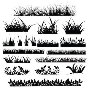 Grass Silhouette SVG Bundle: Clipart, Cut Files for Cricut & Silhouette (Digital Download