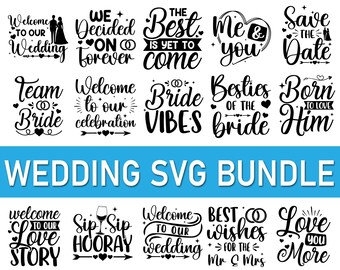 Wedding SVG Bundle: Couple Silhouette, Bride, Groom (Digital Download)