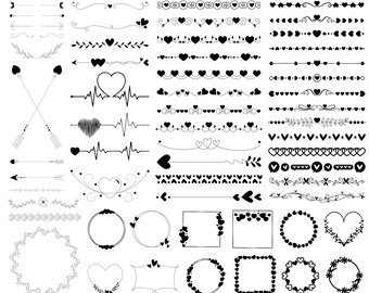 Paquete de archivos SVG con texto de corazón: Elementos de diseño romántico (Descarga digital)