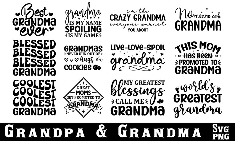 Grandparents SVG Bundle: Grandma, Grandpa Quotes (digital Download) - Etsy