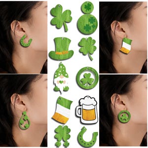 St. Patrick&#39;s Day Earrings SVG Bundle: Clover & Irish Designs