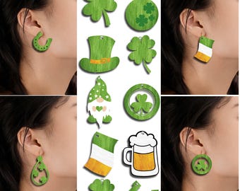 Pacchetto orecchini SVG per il giorno di San Patrizio: Clover & Irish Designs