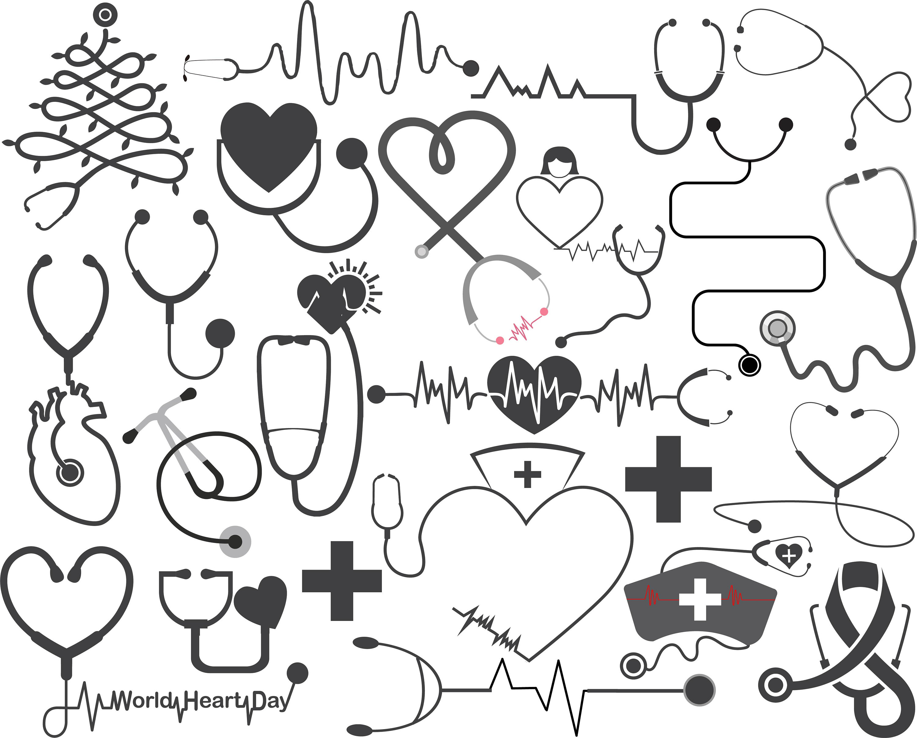 Stethoscope Svg Bundle Stethoscope Heart Svg Heartbeat Life Etsy