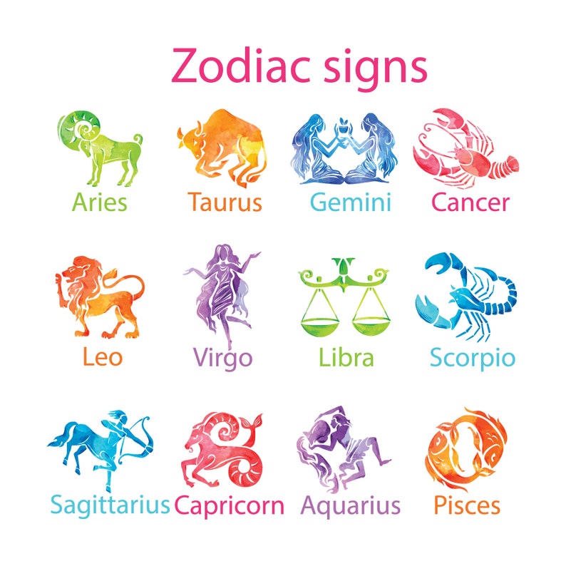 Zodiac Signs ClipArt Horoscope Vector Digital Design Image. | Etsy