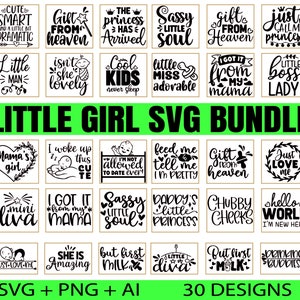 Baby Mädchen Silhouette, Baby Mädchen Prinzessin Design, Baby Shower Art, Baby Design, Bundle für kleine Mädchen, Baby Sprüche SVG, Neugeborenen zwart