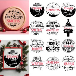 Christmas Sign Png Svg, Christmas Family Name Svg, Christmas Sign Svg File, Christmas Or Sign Svg, Round Christmas Sign Svg, Door Hanger Svg