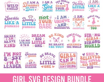 Retro Girl SVG Design Bundle, Girl Quotes PNG, Shirt Designs (Digital Download)