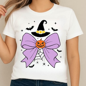 Noeud de ruban Halloween, Svg citrouille d'Halloween, saison effrayante Svg, Svg chemise Halloween, coquette noeud Png, fichiers Svg en téléchargement numérique Cricut