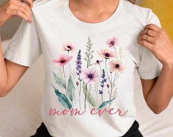 Floral Mom PNG: Boho Retro Mother's Day T-Shirt Design (Digital Download)